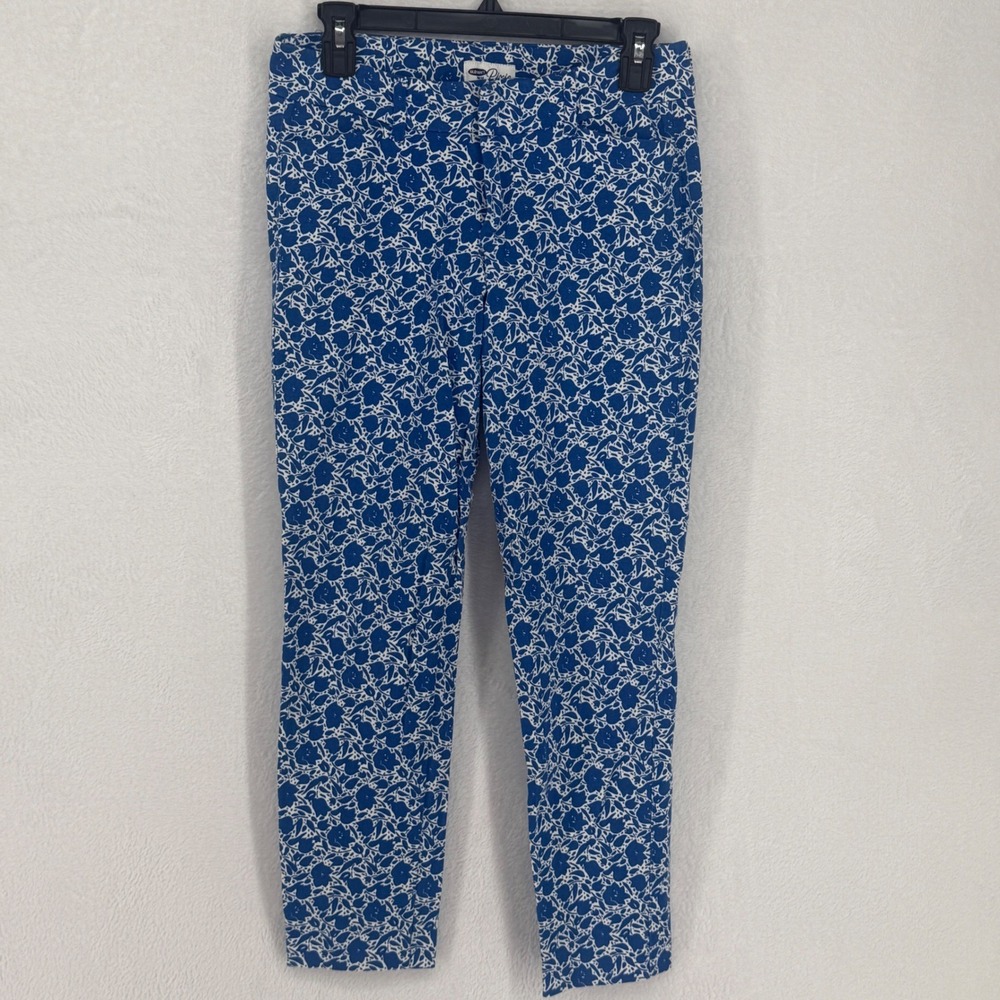Old Navy Pixie Pants‎ Womens Size 4 Blue White Mid Rise Floral Print